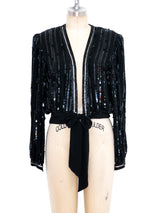 Black Sequin Wrap Top Top arcadeshops.com