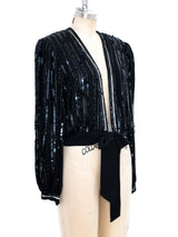 Black Sequin Wrap Top Top arcadeshops.com