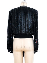 Black Sequin Wrap Top Top arcadeshops.com
