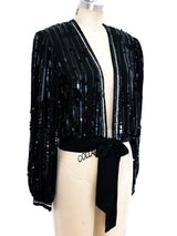 Black Sequin Wrap Top Top arcadeshops.com