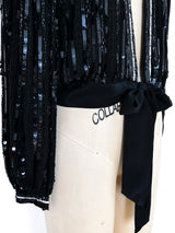 Black Sequin Wrap Top Top arcadeshops.com