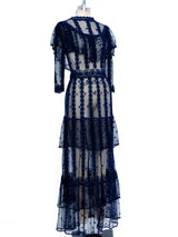 Indigo Crochet Tiered Ruffle Dress Dress arcadeshops.com