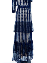 Indigo Crochet Tiered Ruffle Dress Dress arcadeshops.com