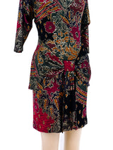 1990's Metallic Printed Mosaic Mini Dress Dress arcadeshops.com