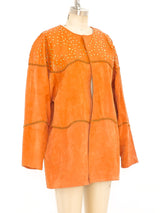 Studded Orange Suede Jacket Jacket arcadeshops.com