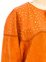 Studded Orange Suede Jacket Jacket arcadeshops.com