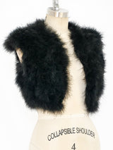 Cropped Black Marabou Feather Vest Jacket arcadeshops.com