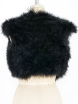 Cropped Black Marabou Feather Vest Jacket arcadeshops.com
