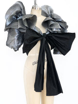 Metallic Silver Ruffle Wrap Top Top arcadeshops.com