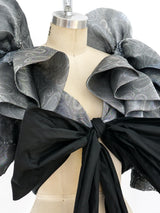 Metallic Silver Ruffle Wrap Top Top arcadeshops.com