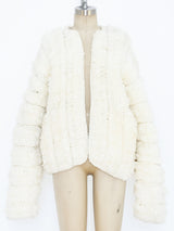 Ivory Chenille Shag Sweater Jacket arcadeshops.com