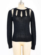 Faux Pearl Embellished Cutout Sweater Top arcadeshops.com
