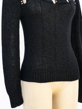 Faux Pearl Embellished Cutout Sweater Top arcadeshops.com