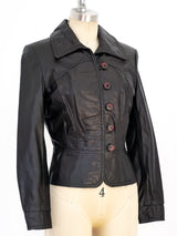 Black Leather Cropped Jacket Jacket arcadeshops.com