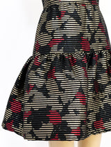 Metallic Floral Tiered Cocktail Dress Dress arcadeshops.com