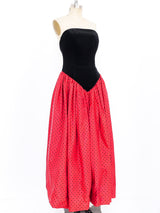 Black and Red Polka Dot Strapless Gown Dress arcadeshops.com