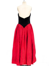 Black and Red Polka Dot Strapless Gown Dress arcadeshops.com
