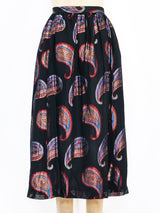 Metallic Paisley Midi Skirt Bottom arcadeshops.com