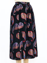 Metallic Paisley Midi Skirt Bottom arcadeshops.com