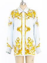 Escada Baroque Print Silk Blouse Top arcadeshops.com