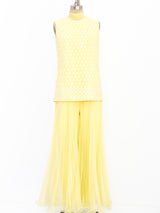 Yellow Chiffon Palazzo Jumpsuit Suit arcadeshops.com