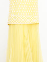 Yellow Chiffon Palazzo Jumpsuit Suit arcadeshops.com