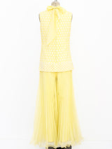 Yellow Chiffon Palazzo Jumpsuit Suit arcadeshops.com