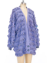 Fringed Chambray Cardigan Style Jacket Jacket arcadeshops.com