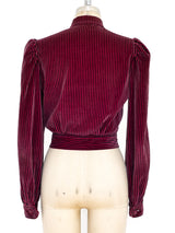 Striped Velvet Cropped Jacket Jacket arcadeshops.com
