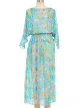 Watercolor Print Silk Chiffon Dress Dress arcadeshops.com