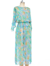 Watercolor Print Silk Chiffon Dress Dress arcadeshops.com