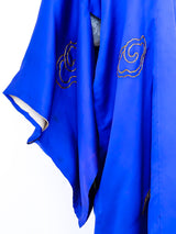 Blue Dragon Embroidered Silk Robe Jacket arcadeshops.com