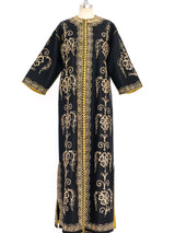 Button Front Embroidered Caftan Dress arcadeshops.com