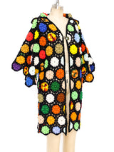 Multicolor Granny Square Crochet Hooded Jacket Jacket arcadeshops.com