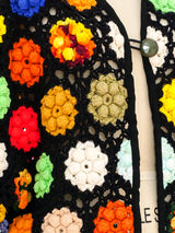 Multicolor Granny Square Crochet Hooded Jacket Jacket arcadeshops.com