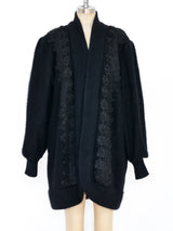 Lace Embellished Black Angora Jacket Jacket arcadeshops.com