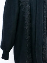 Lace Embellished Black Angora Jacket Jacket arcadeshops.com
