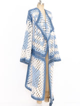 Blue and White Crochet Knit Duster Jacket arcadeshops.com