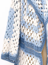 Blue and White Crochet Knit Duster Jacket arcadeshops.com