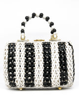 Striped Wicker Bead Handled Bag Accessory arcadeshops.com