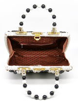 Striped Wicker Bead Handled Bag Accessory arcadeshops.com