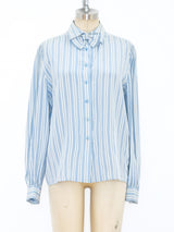 Nina Ricci Striped Silk Blouse Top arcadeshops.com