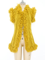 Mustard Yarn Fringe Vest Jacket arcadeshops.com
