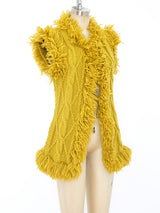 Mustard Yarn Fringe Vest Jacket arcadeshops.com