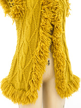 Mustard Yarn Fringe Vest Jacket arcadeshops.com