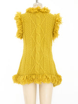 Mustard Yarn Fringe Vest Jacket arcadeshops.com