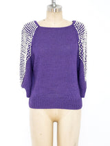 Faux Pearl Embellished Purple Sweater Top arcadeshops.com