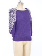 Faux Pearl Embellished Purple Sweater Top arcadeshops.com