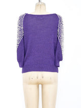 Faux Pearl Embellished Purple Sweater Top arcadeshops.com