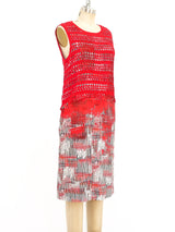 Bottega Veneta Painted Silk Dress with Crochet Overlay Dress arcadeshops.com